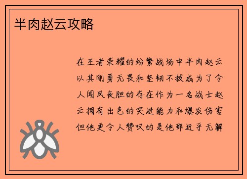 半肉赵云攻略