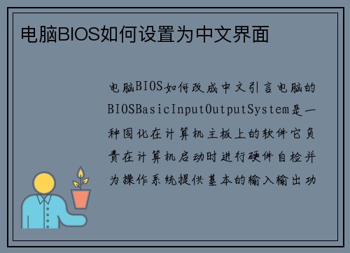 电脑BIOS如何设置为中文界面